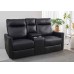 Soft Black Leather Power Recliner Loveseat