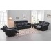 3Pc Soft Black Leather Air Dual-Power Recliner Set