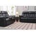 3Pc Soft Black Leather Air Dual-Power Recliner Set