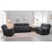 3Pc Soft Black Leather Air Dual-Power Recliner Set