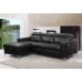 Black Leather Gel LHF Sofa Sectional with Power Recliner