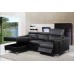 Black Leather Gel LHF Sofa Sectional with Power Recliner