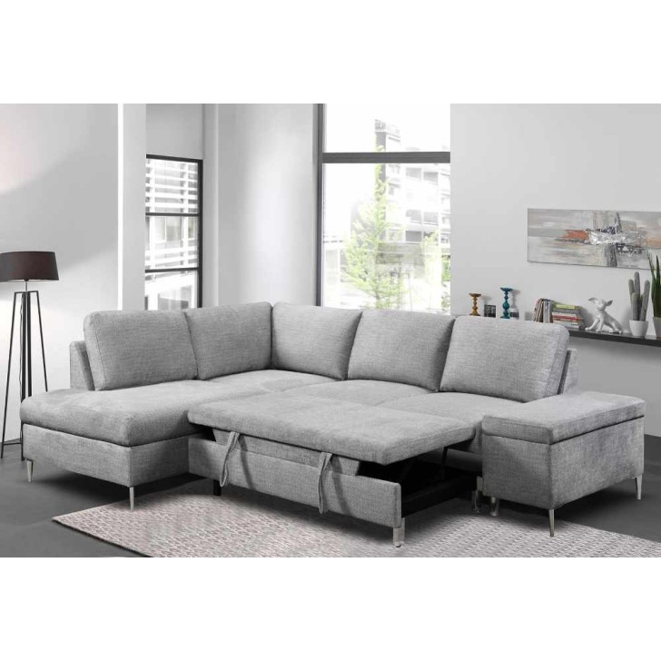 Soft Grey Fabric Sofa Bed Sectional