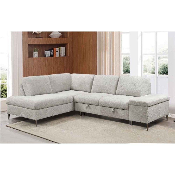 Soft Beige  Boucle Fabric Sofa Bed Sectional