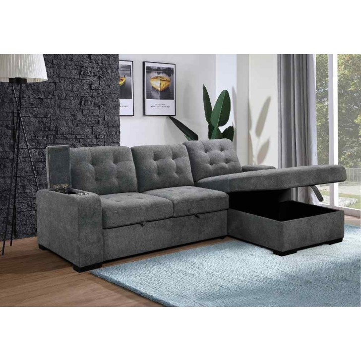 RHF Soft Grey Fabric  Sofa Bed Sectional