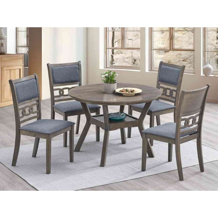 5Pc Dark Grey Dining Table Set