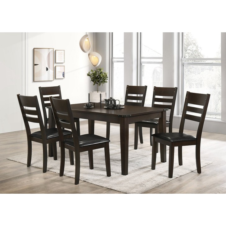 7Pc Espresso Dining Table Set