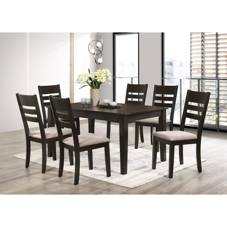 7Pc Espresso Dining Table Set 