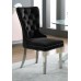 7Pc Ceramic Marble Top Dining Table Set With Black Velvet Chair 