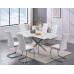 7Pc Tempered White Marble Glass Dining Table Set