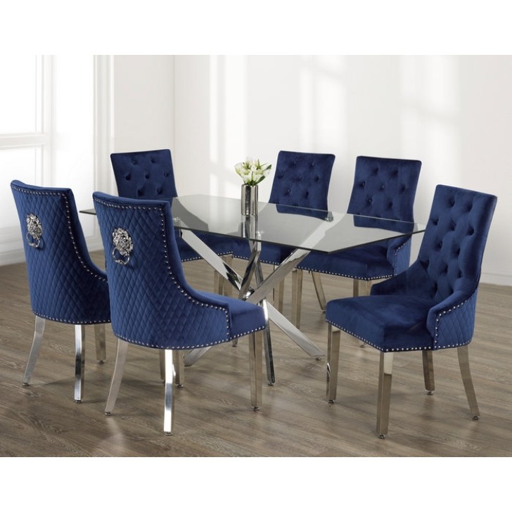 7Pc 10mm Tempered Clear Glass Dining Table Set