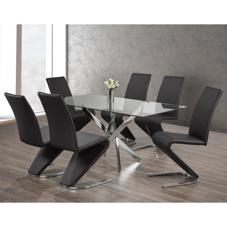 7Pc 10mm Tempered Clear Glass Dining Table Set