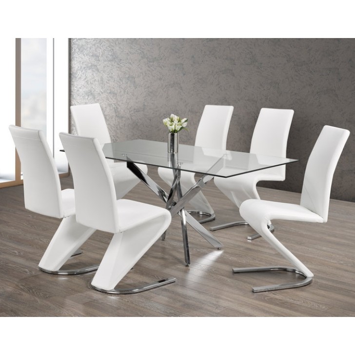 7Pc 10mm Tempered Clear Glass Dining Table Set