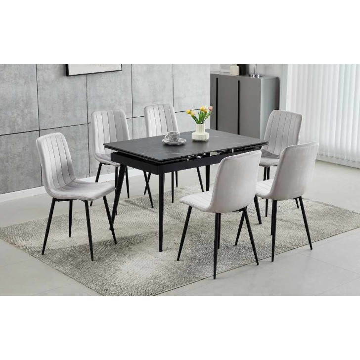 7Pc  Extension Table  Dining Set  