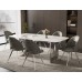 7PC Sintered Stone Matt Snow White Marble Top DIning Table Set 
