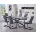 7PC Grey Marble Veneer Top Extension Dining Table Set
