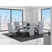 7Pc Grey Marble Top Dining Table Set 