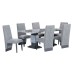 7Pc Grey Marble Top Dining Table Set 