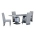 7Pc Grey Marble Top Dining Table Set 