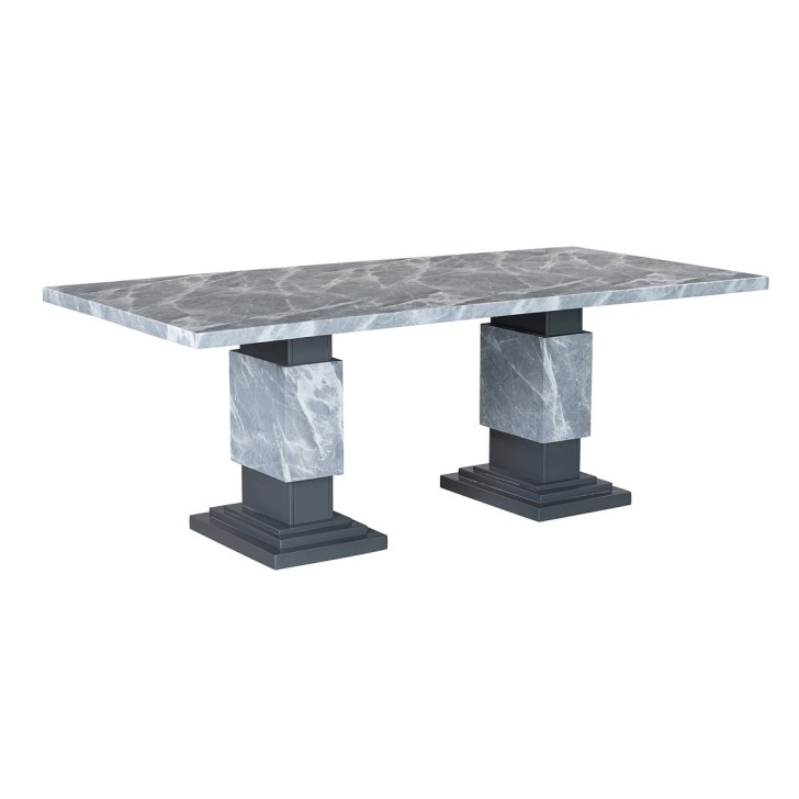 Faux Grey Marble Top Dining Table 