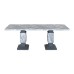 7Pc Grey Marble Top Dining Table Set 