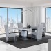 7Pc Grey Marble Top Dining Table Set 
