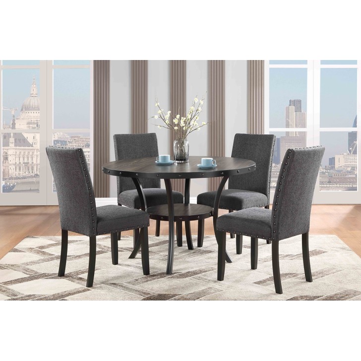 5PC Espresso Rustic Dining Table Set