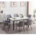 7Pc White Marble Top Dining Table Set 