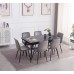  Stone Black Marble Top Dining Table Set