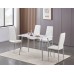 5PC 8mm Tempered White Marble Glass Dining Table Set